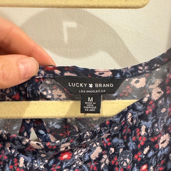 Lucky Brand Navy Blouse with Flutter Sleeves & Peephole Back 🌸 - Picture 2 of 7